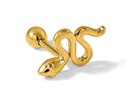 14k 18 Gauge Polished Snake Cartilage Stud