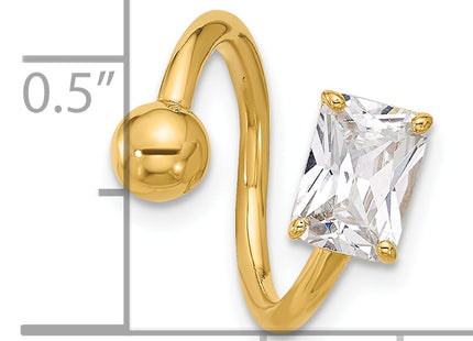 14k 14 Gauge Polished CZ Cartilage Ring, 14.75 x 1.5mm (D275)