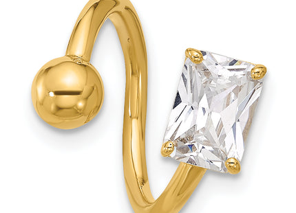 14k 14 Gauge Polished CZ Cartilage Ring, 14.75 x 1.5mm (D275)