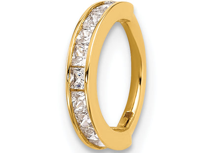 14k 18 Gauge Polished CZ Hinged Cartilage Ring