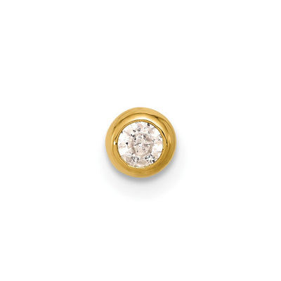 14K 18 Gauge Polished CZ Industrial Body Jewelry