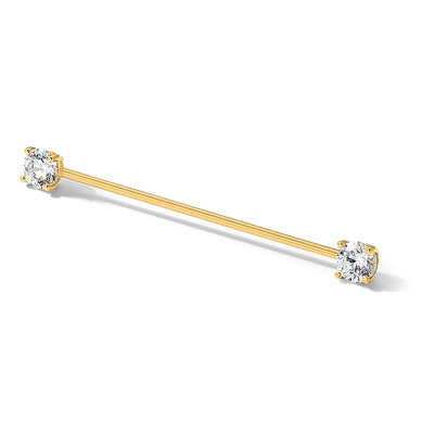 14K 16 Gauge Polished CZ Industrial Body Jewelry
