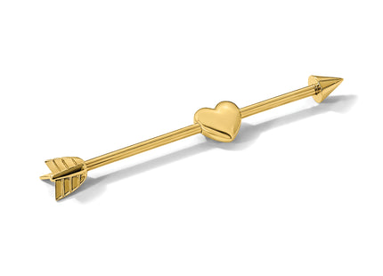 14k 14 Gauge Polished Arrow with Heart Industrial Body Jewelry