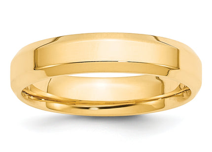 14k Yellow Gold Beveled Edge Comfort Fit Wedding Band