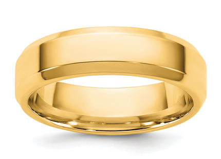 14k Yellow Gold Beveled Edge Comfort Fit Wedding Band