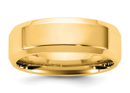 14k Yellow Gold Beveled Edge Comfort Fit Wedding Band