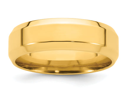 14k Yellow Gold Beveled Edge Comfort Fit Wedding Band