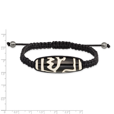 Tibet Eye Agate w/Hematite Beads Black Cord Bracelet