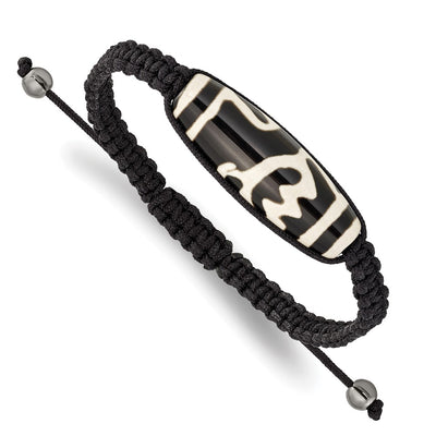 Tibet Eye Agate w/Hematite Beads Black Cord Bracelet