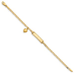 14k Polished Solid Chain/Solid Plate Heart Dangle Anchor Link Plate Baby/Child ID Bracelet view 2
