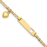 14K Polished Solid Chain/Solid Plate Cut-out Heart with Heart Dangle Anchor Link Plate Baby/Child ID Bracelet view