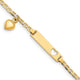 14K Polished Solid Chain/Solid Plate Cut-out Heart with Heart Dangle Anchor Link Plate Baby/Child ID Bracelet