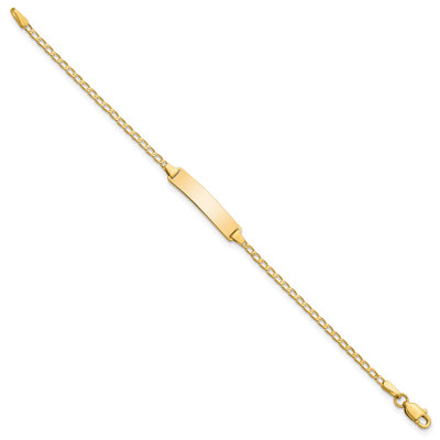 14K Polished Solid Chain/Solid Plate Flat Curb Link 22.5x4.5mm Plate Baby/Child ID Bracelet