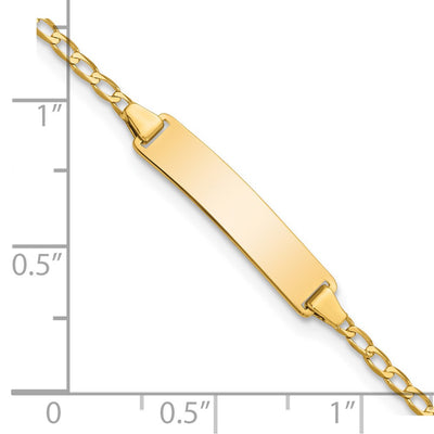 14K Polished Solid Chain/Solid Plate Flat Curb Link 22.5x4.5mm Plate Baby/Child ID Bracelet