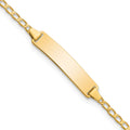 14K Polished Solid Chain/Solid Plate Flat Curb Link 22.5x4. Plate Baby/Child ID Bracelet