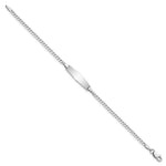 14K White Gold Polished Solid Chain/Solid Plate Flat Curb Link Soft Diamond Shape Plate Baby/Child ID Bracelet view
