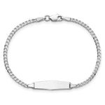 14K White Gold Polished Solid Chain/Solid Plate Flat Curb Link Soft Diamond Shape Plate Baby/Child ID Bracelet view