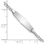 14K White Gold Polished Solid Chain/Solid Plate Flat Curb Link Soft Diamond Shape Plate Baby/Child ID Bracelet view