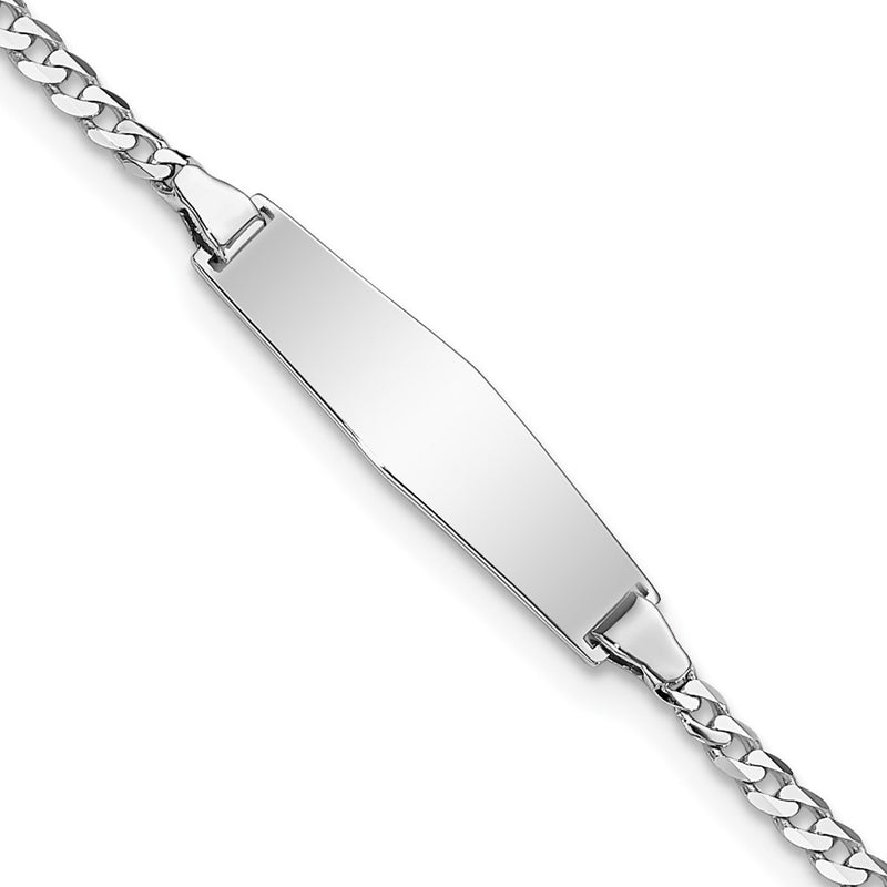 14K white gold curb link plate ID bracelet