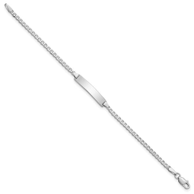 14K White Gold Polished Solid Chain/Solid Plate Flat Curb Link 20x4.2mm Plate Baby/Child ID Bracelet