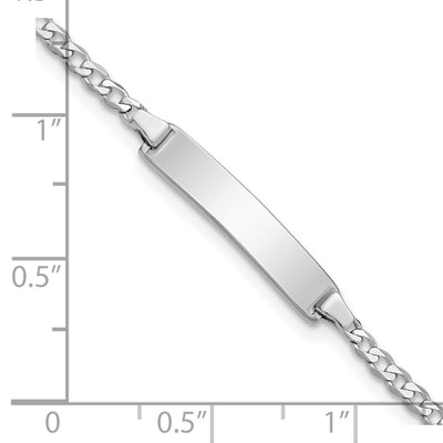 14K White Gold Polished Solid Chain/Solid Plate Flat Curb Link 20x4.2mm Plate Baby/Child ID Bracelet