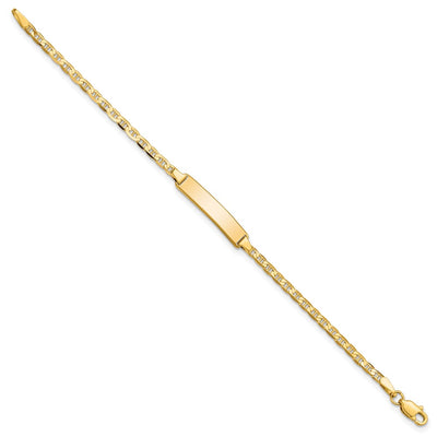 14K Polished Solid Chain/Solid Plate Flat Anchor Link Plate Baby/Child ID Bracelet