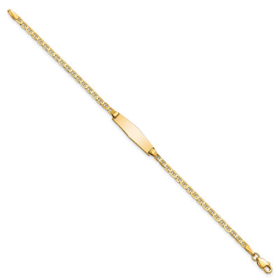 14K Polished Solid Chain/Solid Plate Flat Anchor Link Soft Diamond Shape 19.5x5.2mm Plate Baby/Child ID Bracelet