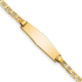 14K Polished Solid Chain/Solid Plate Flat Anchor Link Soft Diamond Shape 19.5x5.2mm Plate Baby/Child ID Bracelet