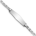 14K White Gold Polished Solid Chain/Solid Plate Anchor Link Soft Diamond Shape 19.5x5.5mm Plate Baby/Child ID Bracelet
