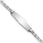 14K White Gold Polished Solid Chain/Solid Plate Anchor Link Soft Diamond Shape 19.5x5.5mm Plate Baby/Child ID Bracelet view