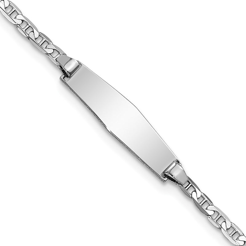 14K white gold anchor link anchor ID bracelet