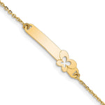 14K Polished Solid Chain/Solid Plate Butterfly 27.5x6.5mm Plate Baby/Child ID Bracelet with Extender view