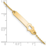 14K Polished Solid Chain/Solid Plate Cut-out Heart 27.7x6.5mm Plate Baby/Child ID Bracelet with Extender view