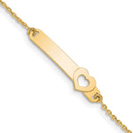 14K Polished Solid Chain/Solid Plate Cut-out Heart 27.7x6.5mm Plate Baby/Child ID Bracelet with Extender view