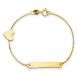 14K Polished 5.5in Heart ID Bracelet view