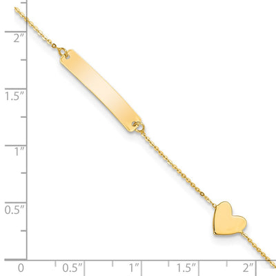 14K Polished 5.5in Heart ID Bracelet