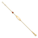 14K Enameled Strawberry Baby ID 5.5in w/.5 in Ext Bracelet view