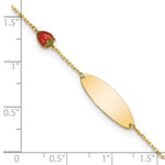 14K Enameled Strawberry Baby ID 5.5in w/.5 in Ext Bracelet view