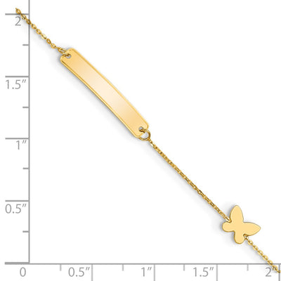 14K Polished 5.5in Butterfly ID Bracelet