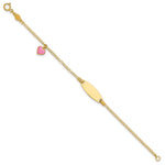 14K Polished Pink Enameled Puffed Heart and Plate Baby/Child ID Bracelet view