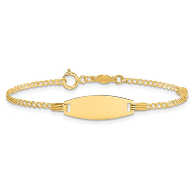 14K Polished Pink Enameled Puffed Heart and Plate Baby/Child ID Bracelet