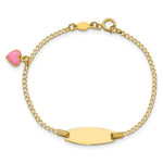 14K Polished Pink Enameled Puffed Heart and Plate Baby/Child ID Bracelet view