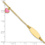 14K Polished Pink Enameled Puffed Heart and Plate Baby/Child ID Bracelet view