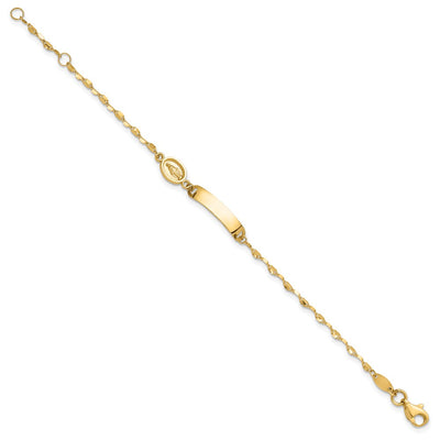 14K Polished Miraculous Medal and Plate Baby/Child ID Bracelet
