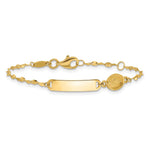 14K Polished Miraculous Medal and Plate Baby/Child ID Bracelet view