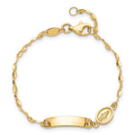 14K Polished Miraculous Medal and Plate Baby/Child ID Bracelet view