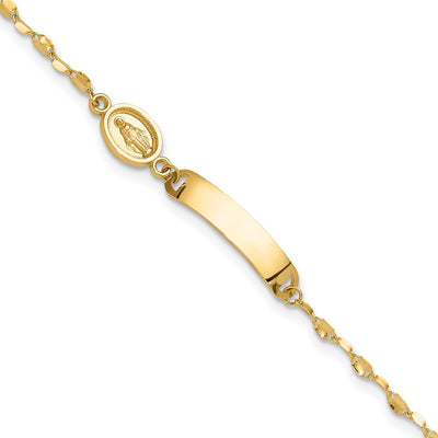 14K gold miraculous medal ID bracelet