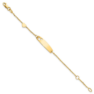 14K Polished Heart and Cut-out Heart Plate Baby/Child ID Bracelet