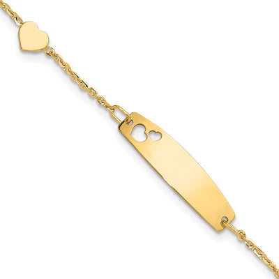 14K Polished Heart and Cut-out Heart Plate Baby/Child ID Bracelet