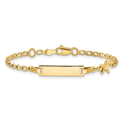 14K Polished Horse and Plate Baby/Child ID Bracelet